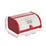 Maxbell Metal Bread Box Roll Top Bread Container for Entryway Kitchen Counter Pantry L White and Red