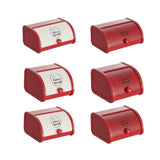 Maxbell Metal Bread Box Roll Top Bread Container for Entryway Kitchen Counter Pantry L White and Red