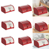 Maxbell Metal Bread Box Roll Top Bread Container for Entryway Kitchen Counter Pantry L White and Red