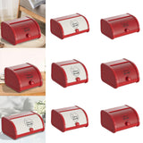 Maxbell Metal Bread Box Roll Top Bread Container for Entryway Kitchen Counter Pantry L White and Red