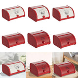Maxbell Metal Bread Box Roll Top Bread Container for Entryway Kitchen Counter Pantry L White and Red