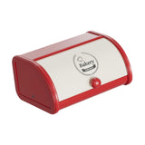 Maxbell Metal Bread Box Roll Top Bread Container for Entryway Kitchen Counter Pantry L White and Red