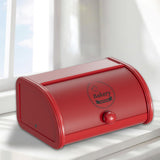 Maxbell Metal Bread Box Roll Top Bread Container for Entryway Kitchen Counter Pantry L Red