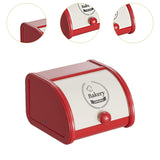 Maxbell Metal Bread Box Roll Top Bread Container for Entryway Kitchen Counter Pantry S White and Red