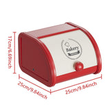 Maxbell Metal Bread Box Roll Top Bread Container for Entryway Kitchen Counter Pantry S White and Red
