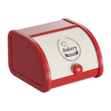 Maxbell Metal Bread Box Roll Top Bread Container for Entryway Kitchen Counter Pantry S White and Red