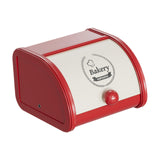 Maxbell Metal Bread Box Roll Top Bread Container for Entryway Kitchen Counter Pantry S White and Red