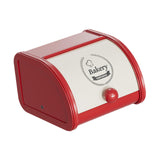 Maxbell Metal Bread Box Roll Top Bread Container for Entryway Kitchen Counter Pantry S White and Red