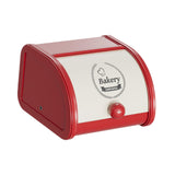 Maxbell Metal Bread Box Roll Top Bread Container for Entryway Kitchen Counter Pantry S White and Red