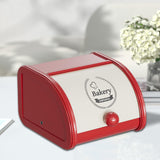 Maxbell Metal Bread Box Roll Top Bread Container for Entryway Kitchen Counter Pantry S White and Red
