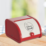 Maxbell Metal Bread Box Roll Top Bread Container for Entryway Kitchen Counter Pantry S White and Red
