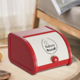 Maxbell Metal Bread Box Roll Top Bread Container for Entryway Kitchen Counter Pantry S White and Red