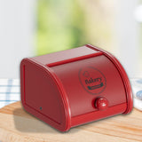 Maxbell Metal Bread Box Roll Top Bread Container for Entryway Kitchen Counter Pantry S Red