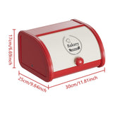 Maxbell Metal Bread Box Roll Top Bread Container for Entryway Kitchen Counter Pantry M White and Red