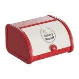 Maxbell Metal Bread Box Roll Top Bread Container for Entryway Kitchen Counter Pantry M White and Red