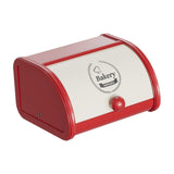 Maxbell Metal Bread Box Roll Top Bread Container for Entryway Kitchen Counter Pantry M White and Red