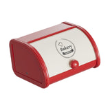 Maxbell Metal Bread Box Roll Top Bread Container for Entryway Kitchen Counter Pantry M White and Red