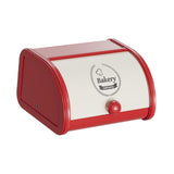 Maxbell Metal Bread Box Roll Top Bread Container for Entryway Kitchen Counter Pantry M White and Red