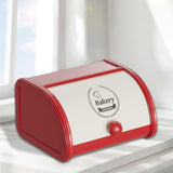 Maxbell Metal Bread Box Roll Top Bread Container for Entryway Kitchen Counter Pantry M White and Red