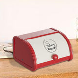 Maxbell Metal Bread Box Roll Top Bread Container for Entryway Kitchen Counter Pantry M White and Red