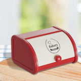 Maxbell Metal Bread Box Roll Top Bread Container for Entryway Kitchen Counter Pantry M White and Red