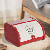 Maxbell Metal Bread Box Roll Top Bread Container for Entryway Kitchen Counter Pantry M White and Red