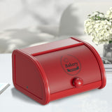 Maxbell Metal Bread Box Roll Top Bread Container for Entryway Kitchen Counter Pantry M Red