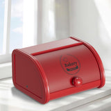 Maxbell Metal Bread Box Roll Top Bread Container for Entryway Kitchen Counter Pantry M Red