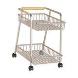 Maxbell Laundry Room Cart with Wheel 2 Tier Rolling Storage Cart for Kitchen Bedroom