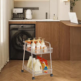 Maxbell Laundry Room Cart with Wheel 2 Tier Rolling Storage Cart for Kitchen Bedroom