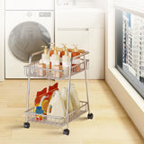 Maxbell Laundry Room Cart with Wheel 2 Tier Rolling Storage Cart for Kitchen Bedroom