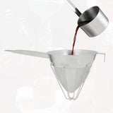 Maxbell Cone Mesh Strainer with Stand with Base with Long Handle for Tea Coffee Flour 25cm
