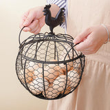 Maxbell Metal Wire Egg Basket Collecting Basket Sturdy Versatile Chicken Egg Basket Black