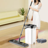 Maxbell Mop and Bucket with Wringer Set Flat Mop for Hardwood Tile Wall