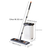 Maxbell Mop and Bucket with Wringer Set Flat Mop for Hardwood Tile Wall