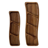 Maxbell Wooden Tray for Party Dish Food Fruit Divided Serving Tray   3 grids