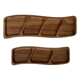 Maxbell Wooden Tray for Party Dish Food Fruit Divided Serving Tray   3 grids