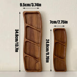 Maxbell Wooden Tray for Party Dish Food Fruit Divided Serving Tray   3 grids