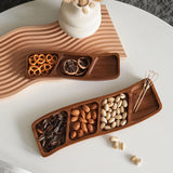 Maxbell Wooden Tray for Party Dish Food Fruit Divided Serving Tray   3 grids