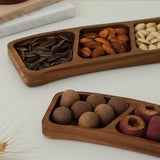 Maxbell Wooden Tray for Party Dish Food Fruit Divided Serving Tray   3 grids