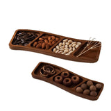 Maxbell Wooden Tray for Party Dish Food Fruit Divided Serving Tray   3 grids