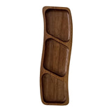 Maxbell Wooden Tray for Party Dish Food Fruit Divided Serving Tray   3 grids