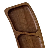 Maxbell Wooden Tray for Party Dish Food Fruit Divided Serving Tray   3 grids