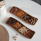 Maxbell Wooden Tray for Party Dish Food Fruit Divided Serving Tray   4 grids