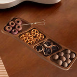 Maxbell Wooden Tray for Party Dish Food Fruit Divided Serving Tray   4 grids