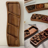 Maxbell Wooden Tray for Party Dish Food Fruit Divided Serving Tray   4 grids