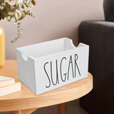 Maxbell Sugar Packet Holder Display Wood Sugar Packet Container for Pantry Home Desk White