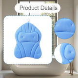 Maxbell Bathtub Pillow Headrest Pool Machine Washable Breathable Bathing Bath Pillow Blue