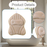 Maxbell Bathtub Pillow Headrest Pool Machine Washable Breathable Bathing Bath Pillow Khaki