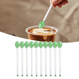 Maxbell 10x Glass Stirring Spoons Transparent Mixing Rod for Latte Hot Drinks Coffee Green